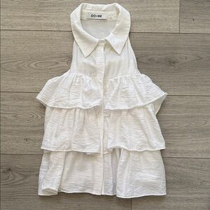 DO+BE White Layered Ruffle Sleeveless White Top.